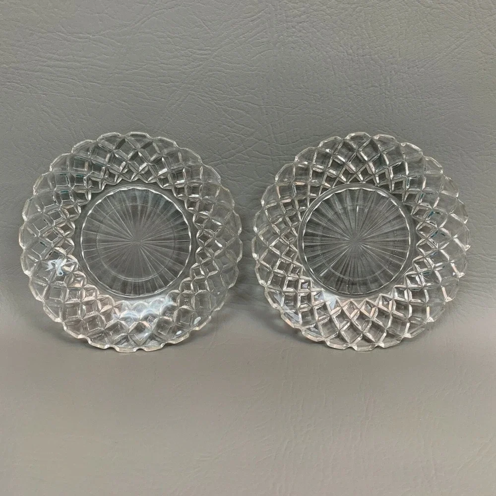 Anchor Hocking Waterford Clear Depression Glass Bread and Butter Plate Waffle 6